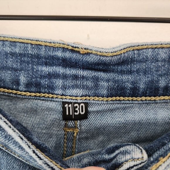 Judy Blue Wide Leg Distressed Jeans Medium Wash Denim Boyrfriend Relaxed 30 - Picture 9 of 11